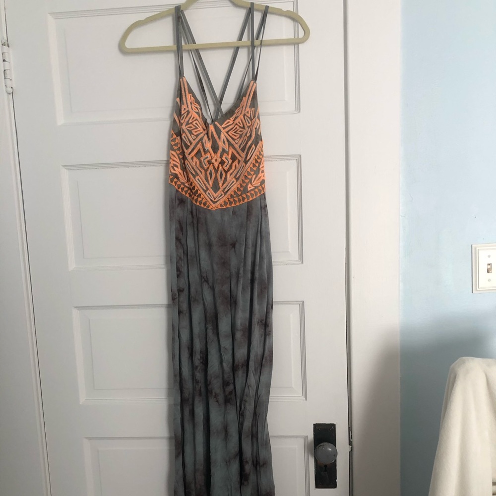 Floor length, tie-dye dress